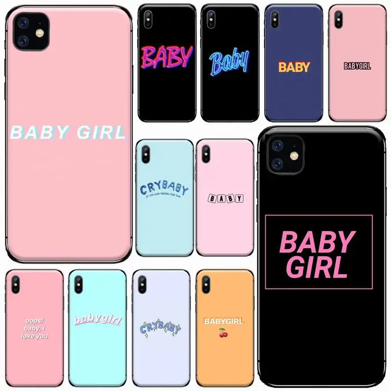 

Baby girl minimalist design crybaby Phone Case for iPhone 11 12 pro XS MAX 8 7 6 6S Plus X 5S SE 2020 XR Soft silicone cover