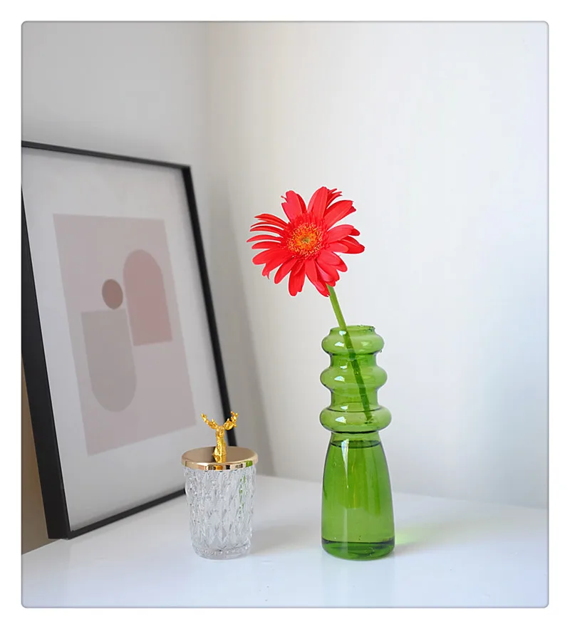 Прозрачная цветная стеклянная ваза Ins Thread украшения Ikebana цветочное украшение с