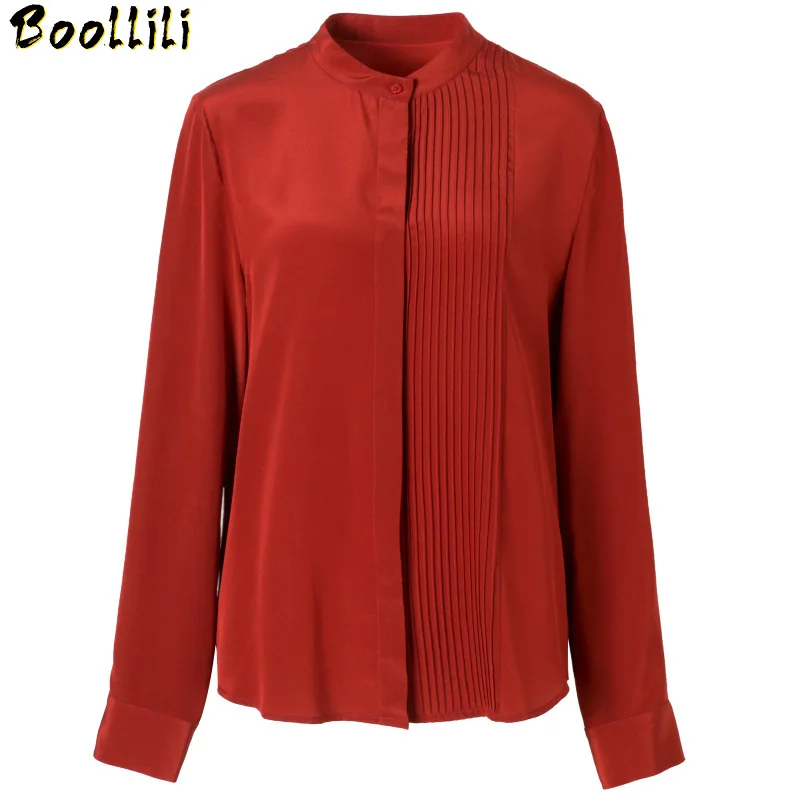 Boollili Blouse Women Real Silk Shirt Women Office Lady Vintage Womens Tops and Blouses Blusas Mujer De Moda 2020