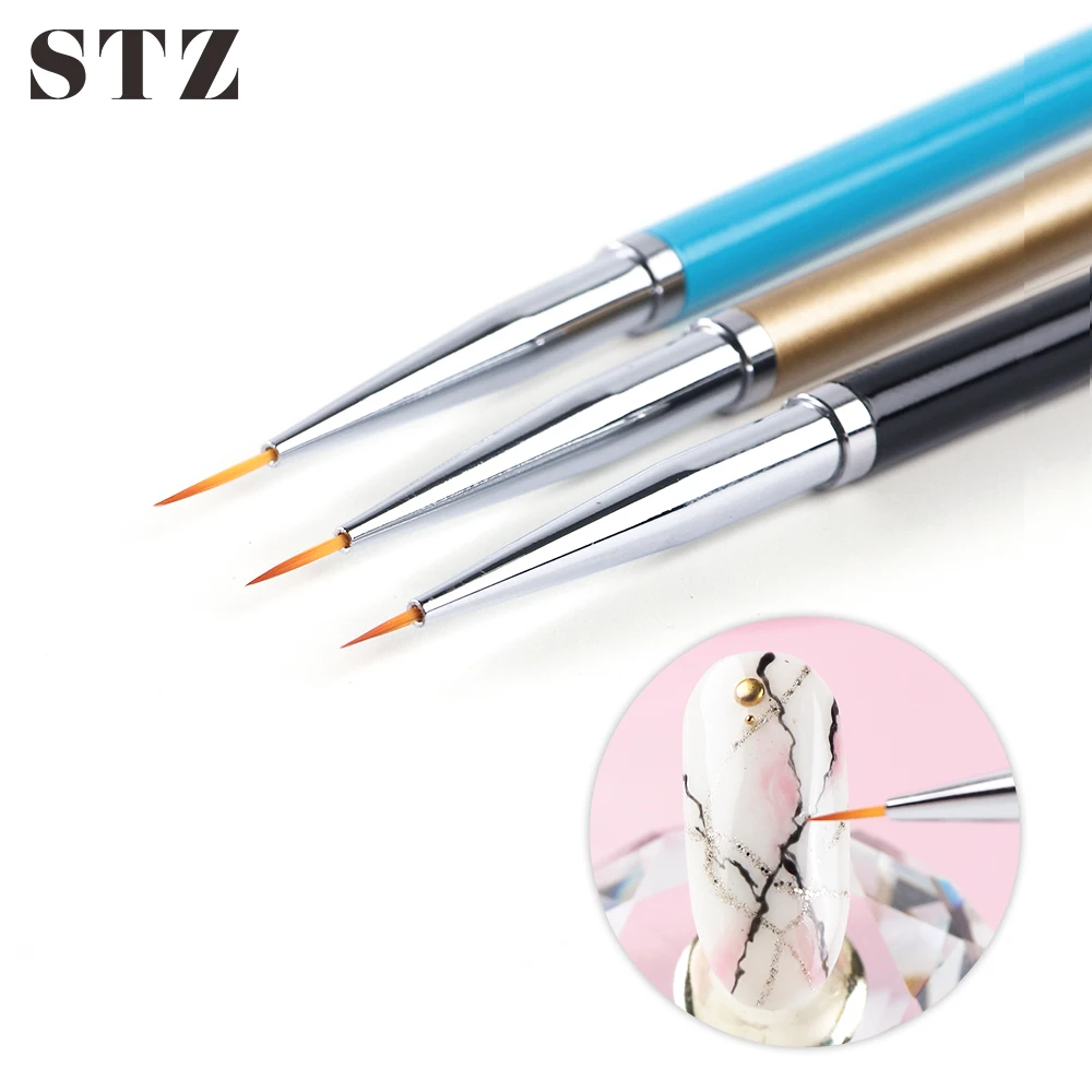 STZ 3pcs Nail Art Brush Set Professional Liner Drawing Brushes For Manicure Painting Pen Acrylic UV Gel Polish Lines Tools#1048