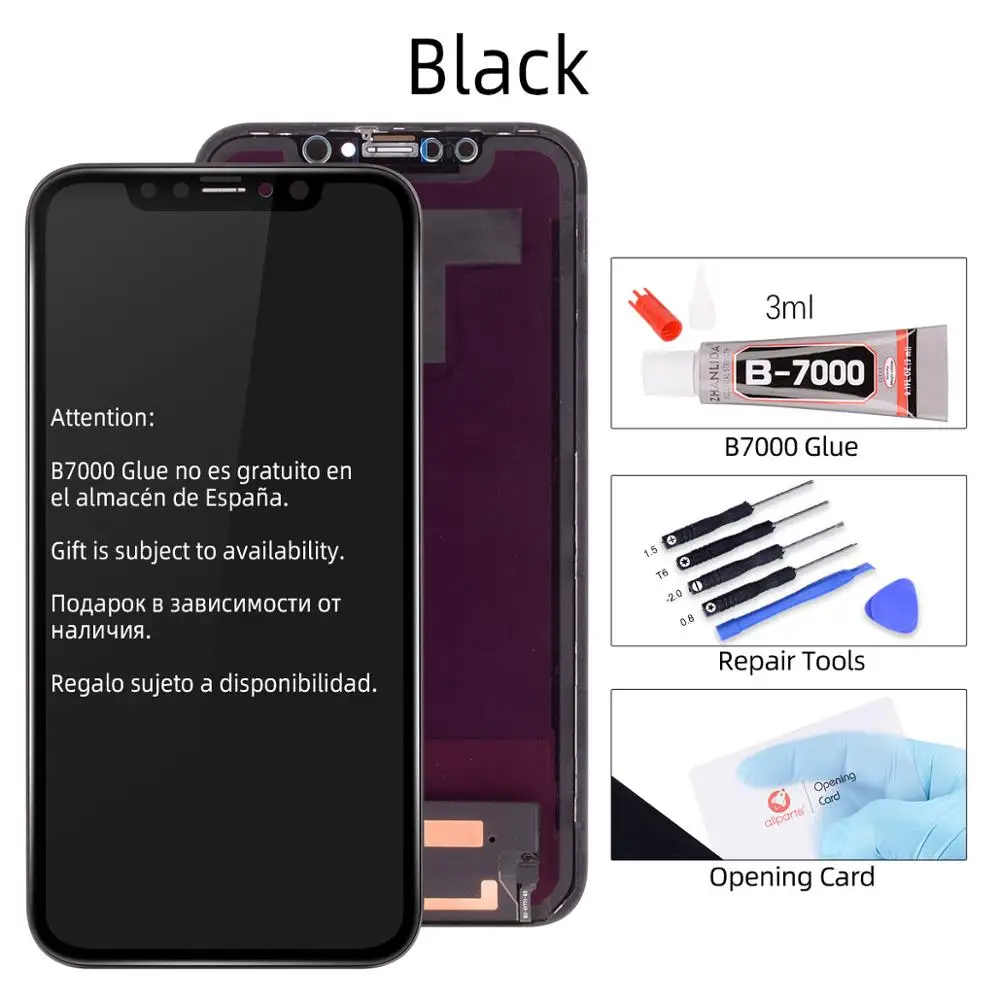 6,1 ''Дисплей для iPhone XR ЖК-дисплей с 3D кодирующий преобразователь сенсорного экрана в сборе для iPhone XR дисплей запасные части - Цвет: black