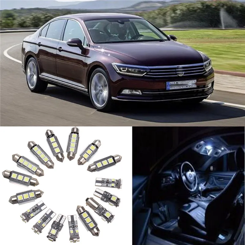 

16pcs/Set White Car LED Canbus Interior Lighting Lamp Makeup Mirror light Reading lights Package For VW Passat B6 2006-2010