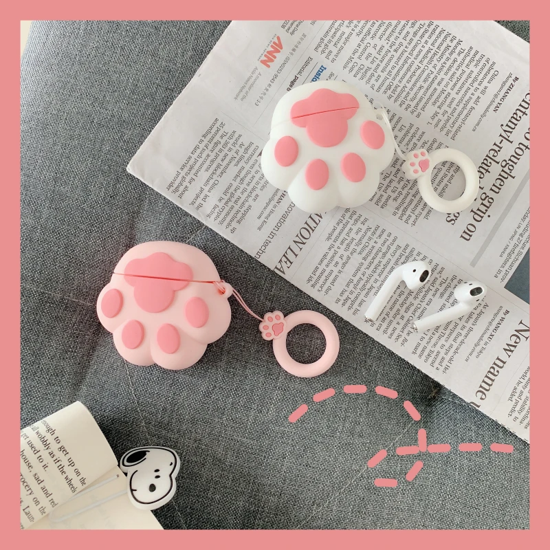 Чехол с 3D милым аниме-принтом Kawaii для Airpods 1 2, беспроводной чехол для наушников с кольцом на палец