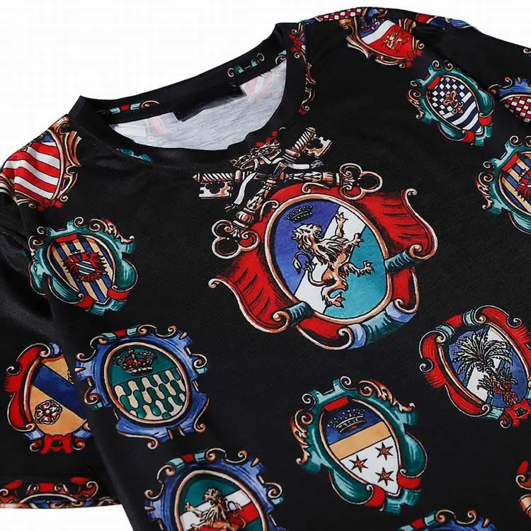

Baroque Homme Fashion Cotton Short Sleeve Slim Tops Tees Garden Print T Shirts Gentleman Tshirts 2021 Summer Casual Streewear D9