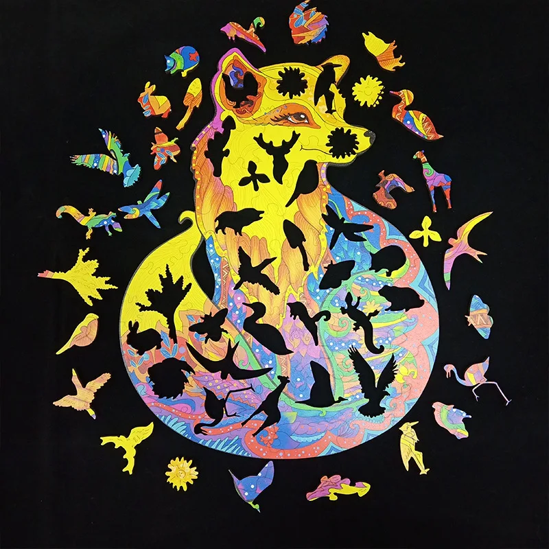 

Adults Wooden Jigsaw Animal Puzzle Mysterious Lion Jigsaw Puzzle Laser Jigsaw Mysterious Puzzle Toy For Xmas Gift 122pcs