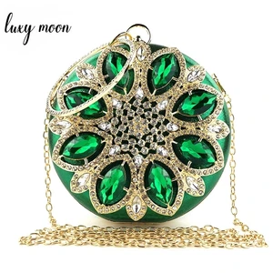 Клатч женский, круглая вечерняя сумочка, с кристаллами, на цепочке, ZD1244