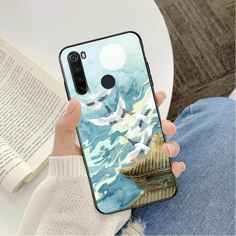

Japanese style Art Crane Fuji Mountain Wave Phone Case For Redmi 8 K20 Note4 Note5 5A 7 Note6 8pro Coque Shell Coque Shell