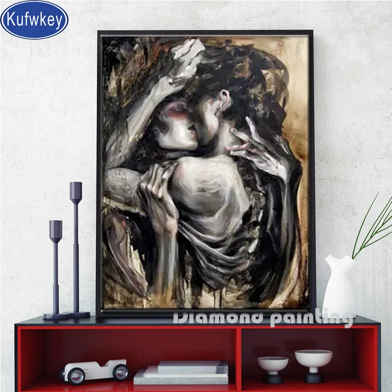 Полная Алмазная вышивка 5D сделай сам алмазная живопись поцелуй мужчины и женщины