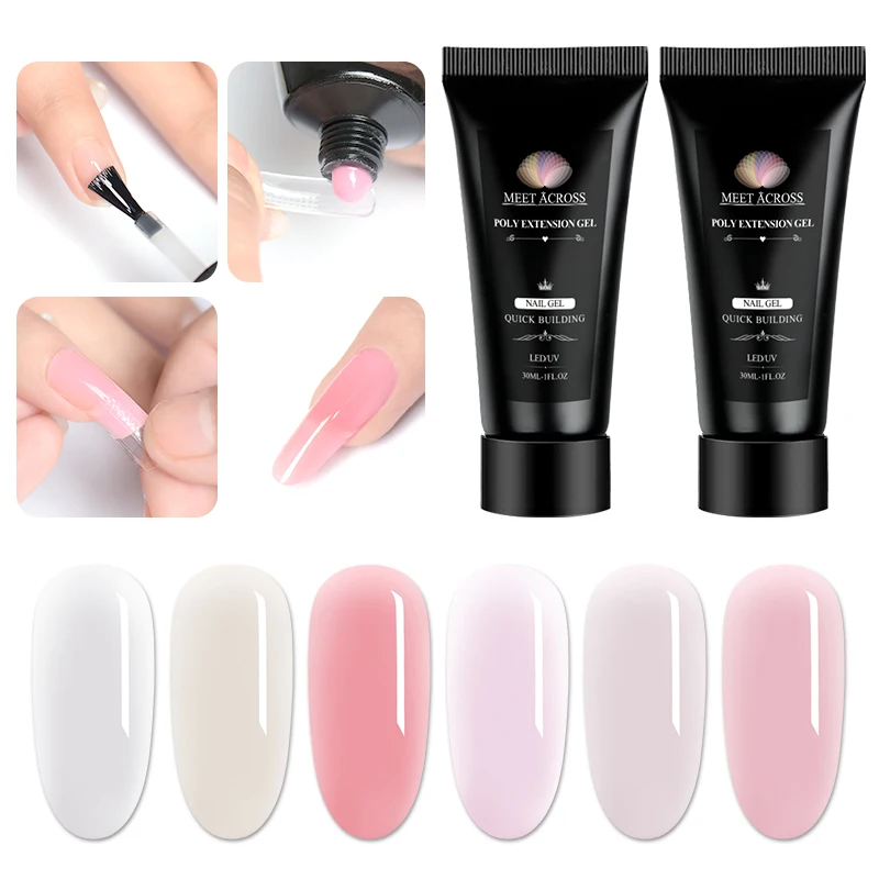 Маникюрный гель MEET ACROSS для наращивания ногтей 30 мл акриловый Кристальный УФ