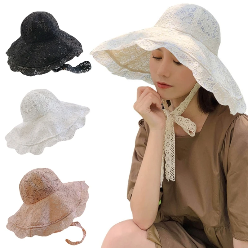 

50LD Fedora Hat Summer Women Soft Silky Cotton Hats with Ribbon-Made Adjustive Straps Photographing Hats