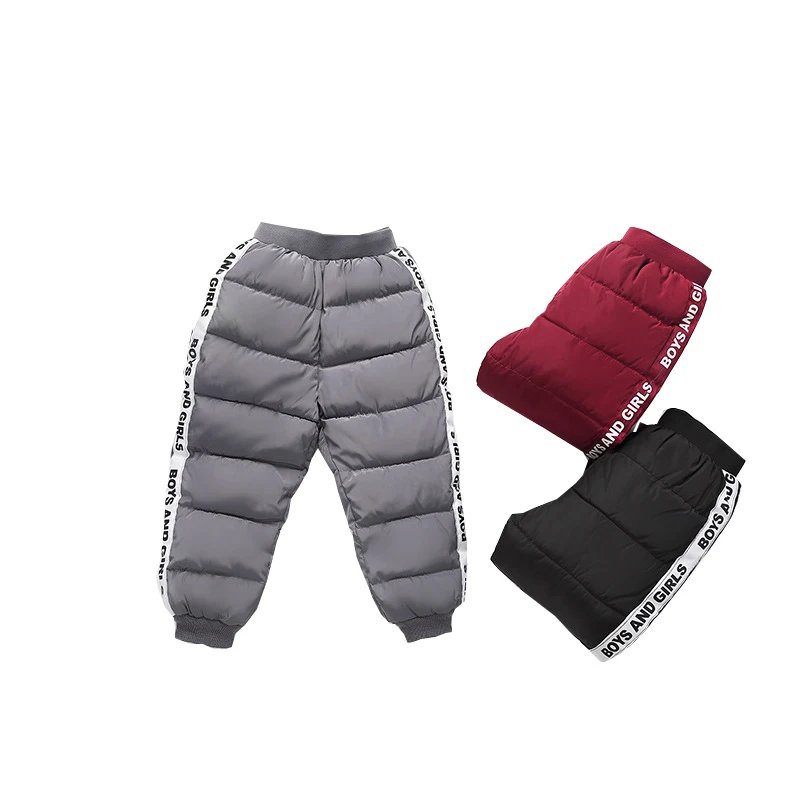 Теплые зимние Утепленные штаны с хлопковой подкладкой для маленьких мальчиков и