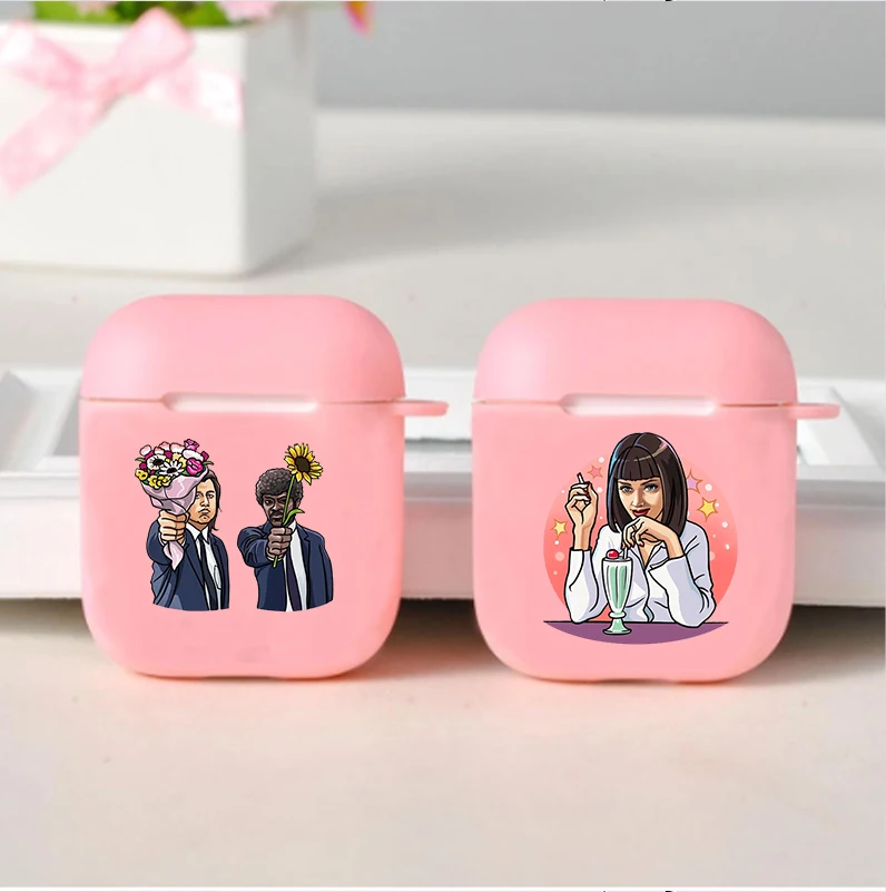 

Greatest movie ever made Pulp Fiction Soft silicone TPU Case For AirPods Pro 1 2 3 Pink Wireless Bluetooth Earphone Box Cover