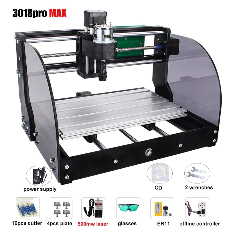 CNC 3018 Pro Max лазерный гравер GRBL 3 оси pcb деревянный маршрутизатор машина DIY гравировальный станок для мини гравера, может работать с автономным - Цвет: 500mw laser