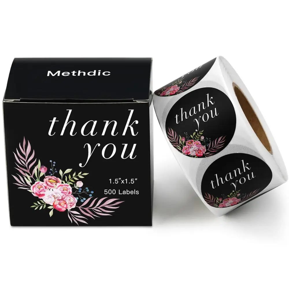 Methdic 1.5 inch round thank you stickers seal labels roll 500pcs/roll waterproof label | Канцтовары для офиса и дома