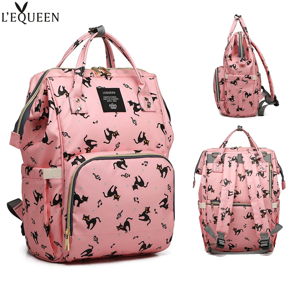 

Рюкзак для мам Lequeen, модная брендовая вместительная детская дорожная сумка для подгузников, дизайнерская сумка для ухода за детьми