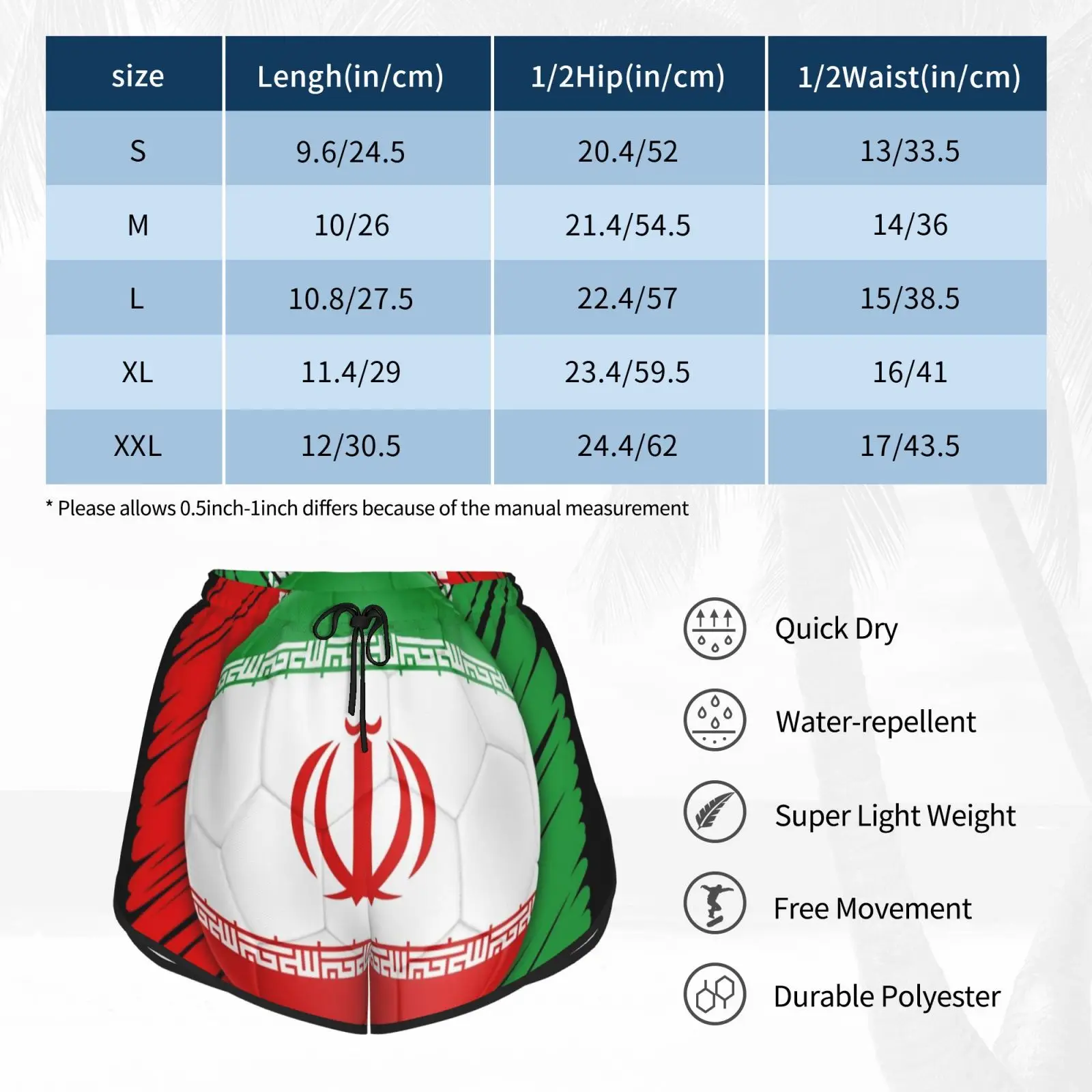 

Iran Football Flag Swim Shorts Women Beach Shorts Iran Iranian National Flag Competition Football Soccer Sports Ball