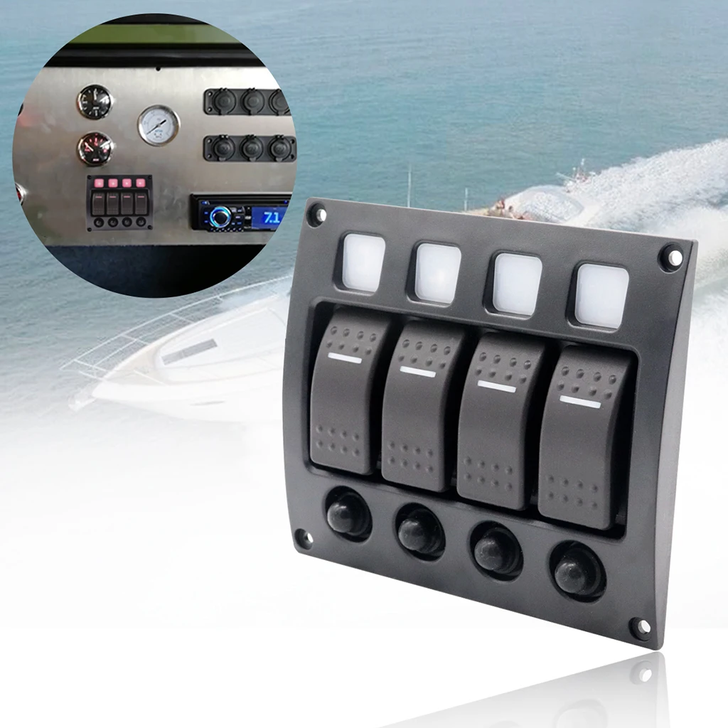 4 банды лодка морской RV 12V 24V кулисный переключатель панель светодиодный