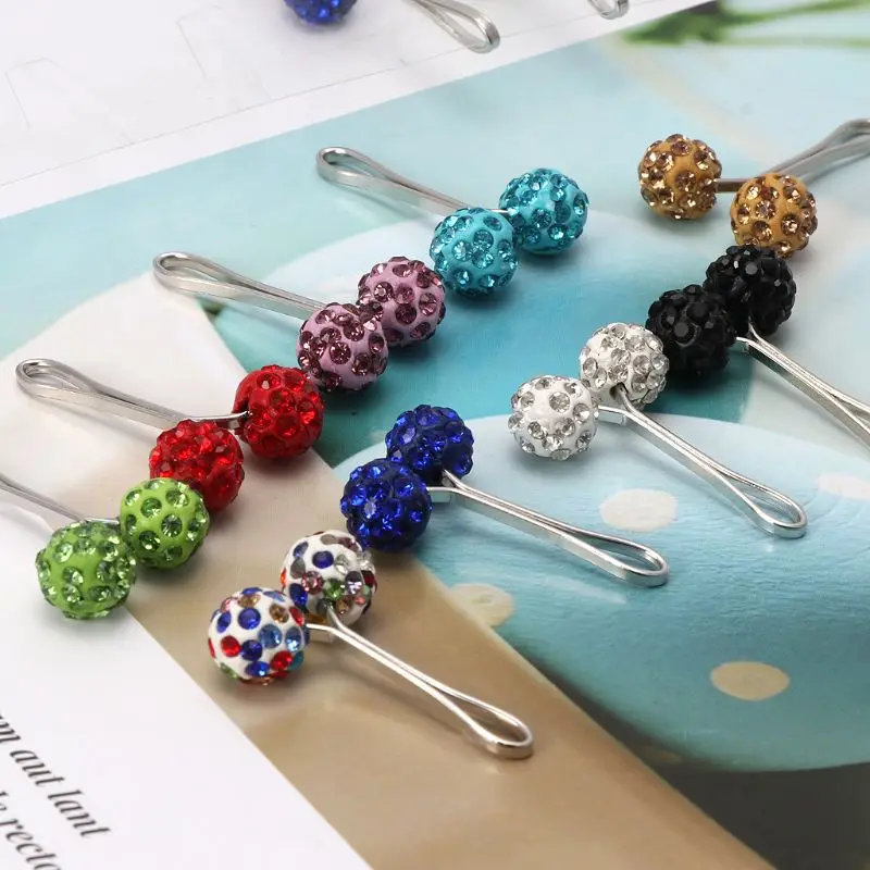

12Pcs Muslim Hijab Scarf Safety Pin Clips Rhinestone Ball Brooch Fashion Jewelry