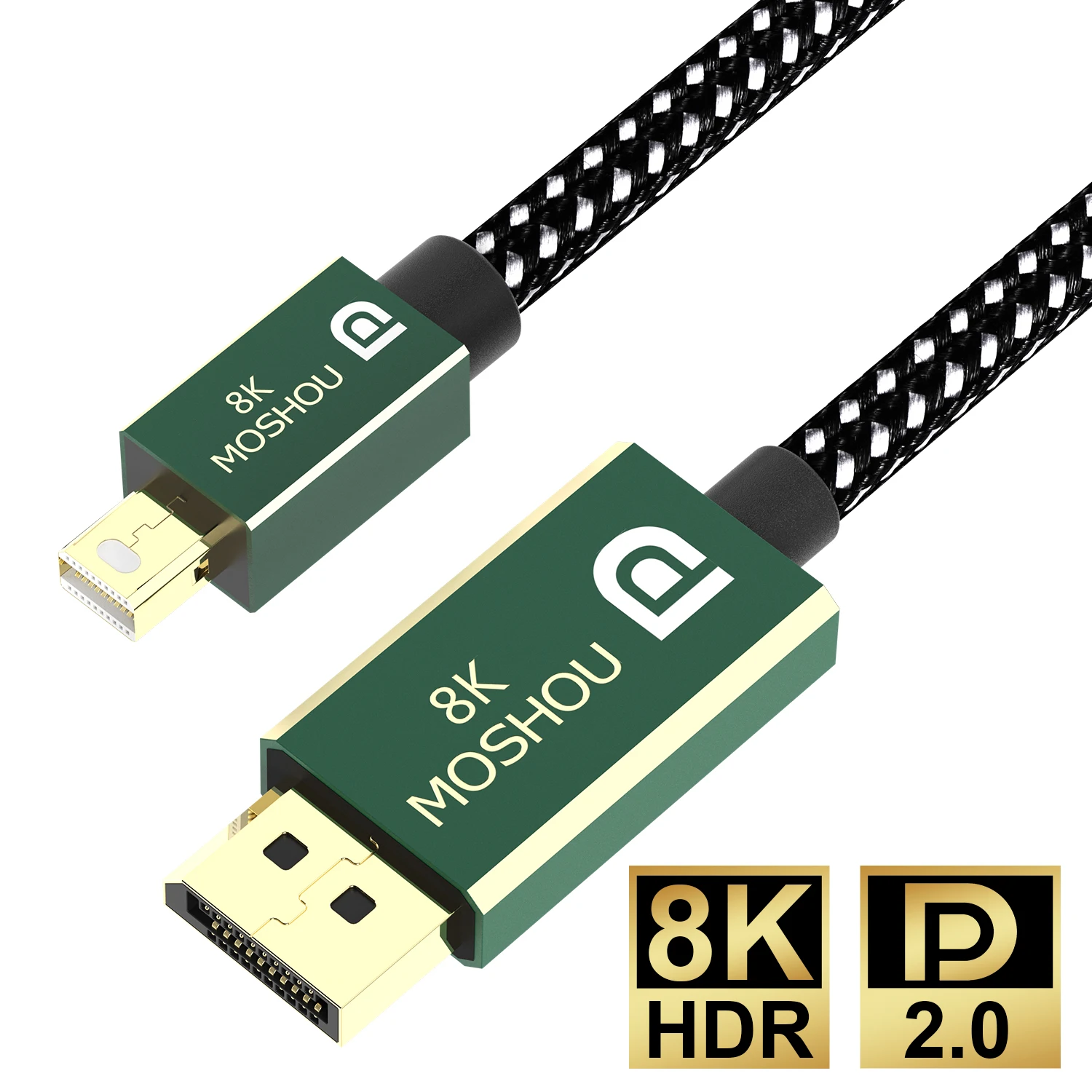MOSHOU-Cable Mini DisplayPort 2,0 a DP, 8K, 60Hz, 4K, 144Hz, 77,4 Gbps,...