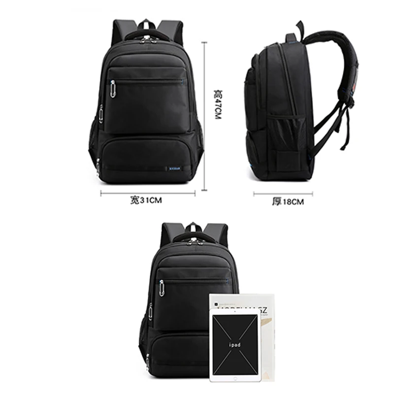 Мужской нейлоновый рюкзак для отдыха в студенческом стиле черный ноутбука 15 6