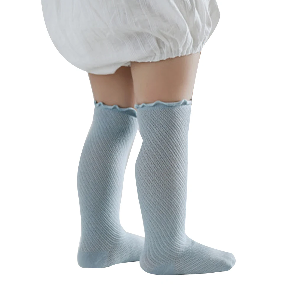 

1 Pair Baby Girls Knee High Socks Fashion Solid Color Frill Knitting Soft Socks for 0-5 Years