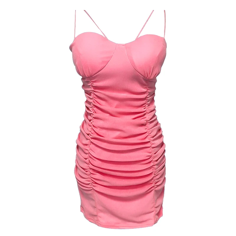

Nightclub Clothing Summer Women's Halter Pink Slimming Sheath Short Skirt Slim Sexy Suspenders Dress