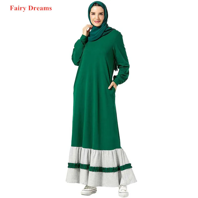 Зеленый абаяс для женщин Пакистан Дубай Турция турецкая исламская одежда