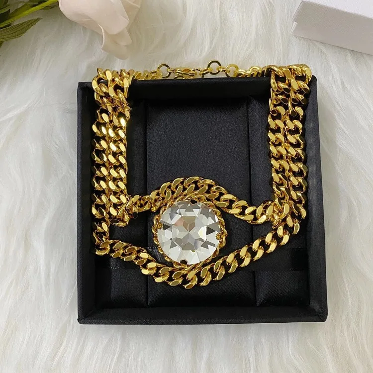 Acheter Chaîne Ovale En Os De Serpent, Nouveau Style Européen Et Américain, Collier Double Couche En Cristal De Diamant Jaune, à La Mode, 2020