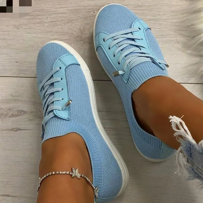 

Summer Ladies Casual Mesh Breathable Light Comfort Solid Color Soft Flat Female Footwear New
