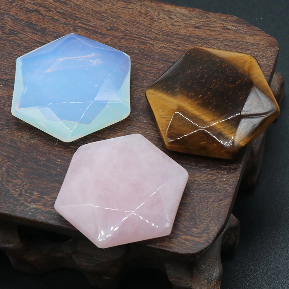 Бусины из природных кристаллов Reiki каменная бусина из розового кварца с шестью острыми звездами тигровый глаз для изготовления ювелирных изделий своими руками оптом 33x9 мм