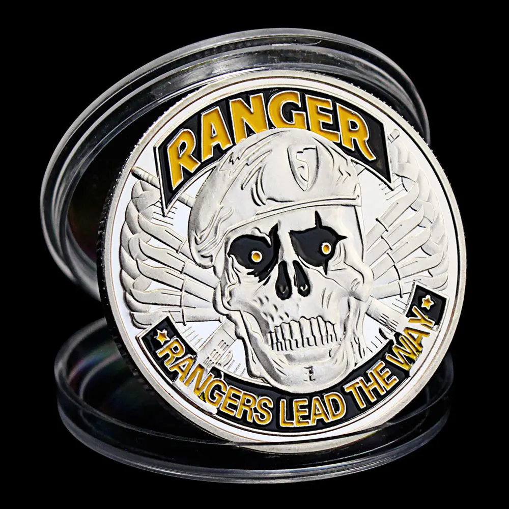 

United States Army Ranger Souvenir Silver Plated Coin Rangers Lead The Way Veteran Collectible Commemorative Coin Challenge Coin