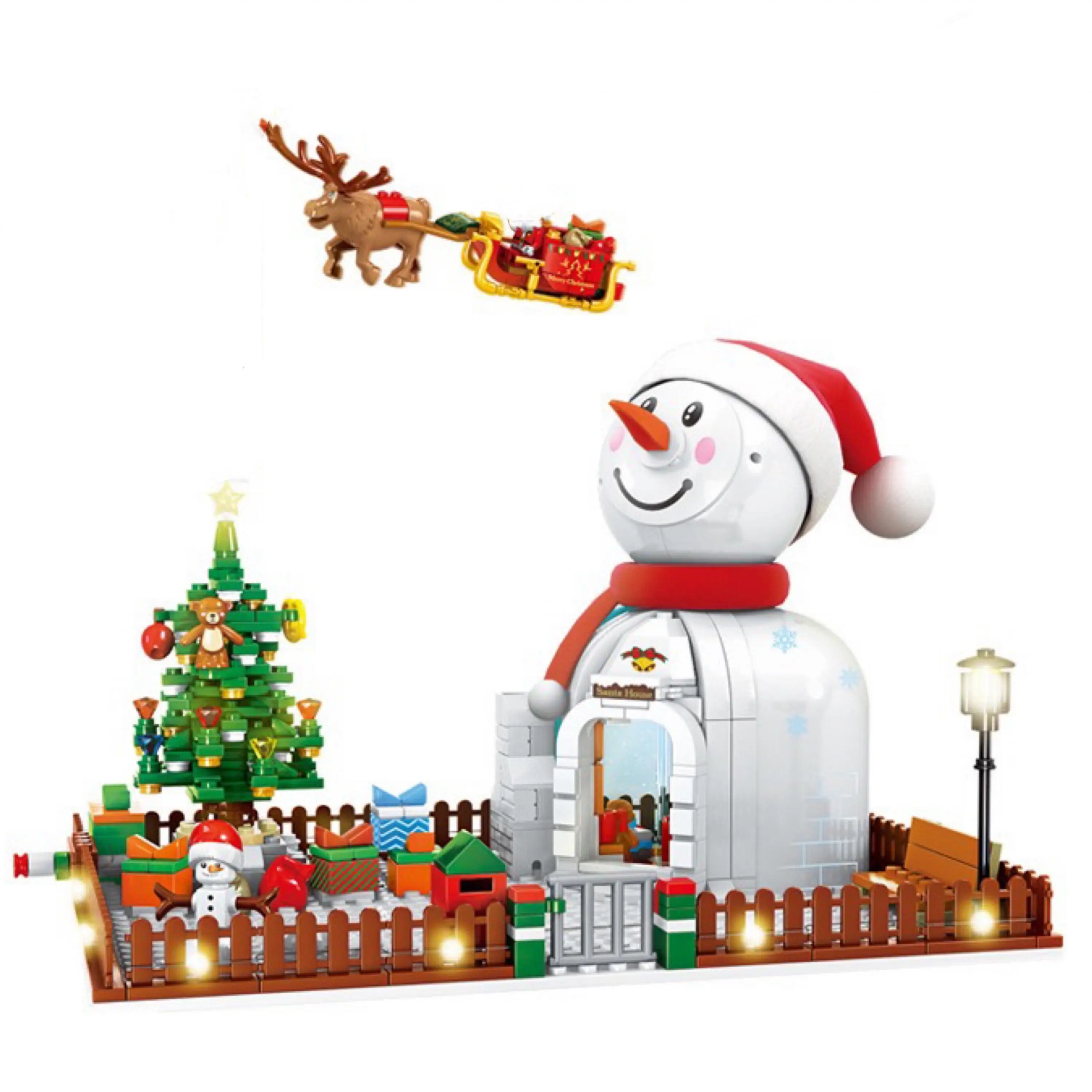 

2021 Рождественский снеговик подарок дом строительные блоки Город Друзья имбирное дерево кирпичи Санта игрушки для детей рождественские под...