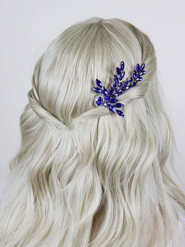 Роскошные Синие стразы свадебные украшения ручной работы с кристаллами женские