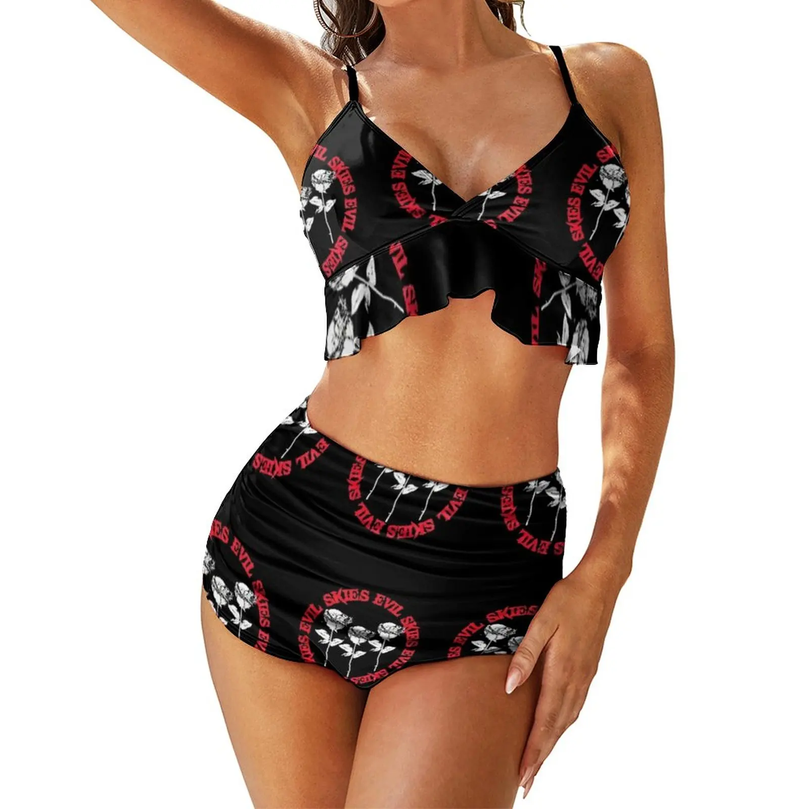 

Lil Skies Bikini Swimsuit V Shape Whole Sale 2 Piece Swimwear Ladies Novelty Surfing Bathing Suit