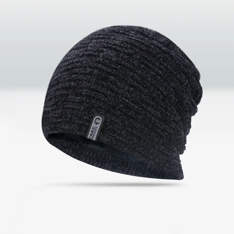 

Зимняя шерстяная Шапка-бини для мужчин среднего и пожилого возраста, плотные вязаные шапки, шапки с капюшоном, бархатные теплые шапки с ушка...