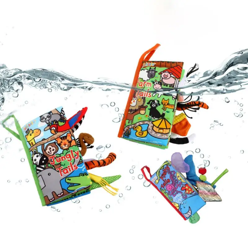 

Baby Kids Animal Tails Cloth Book Soft Early Educational Learning Cognize Toys