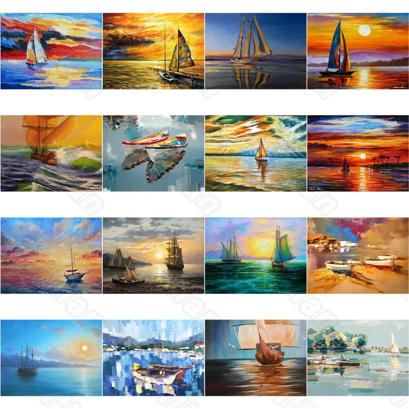 

Diy Diamond Decoration Painting Ink Sea View Sunrise Square Diamond Round Diamond Customizable Wall Art Decoration