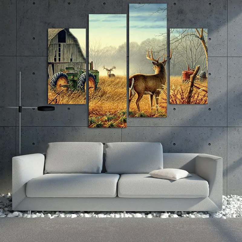 4 панели Картина на холсте настенные картины замечательные природные деревья