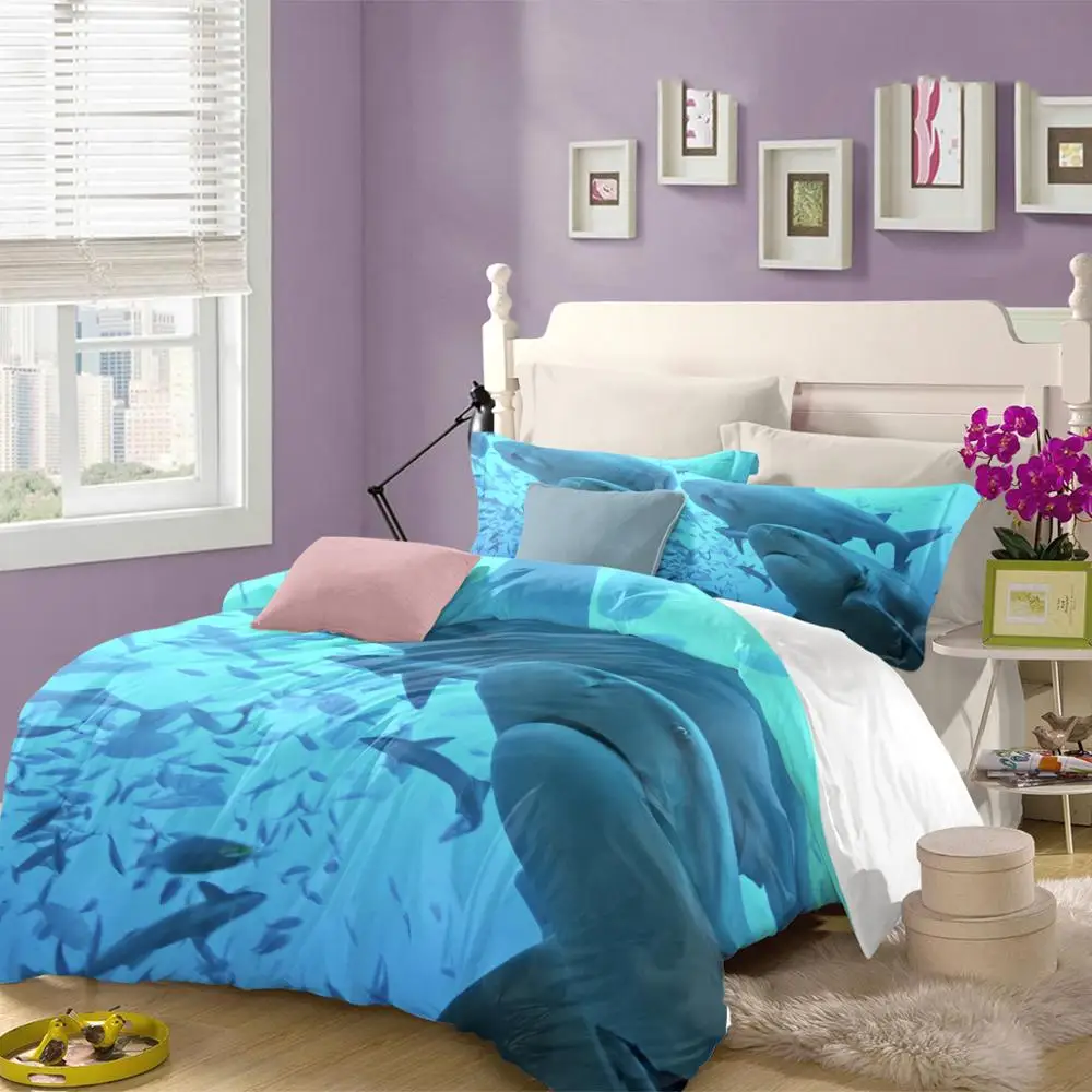 Wongs постельное белье 3D Акула Комплект постельного белья пододеяльник с