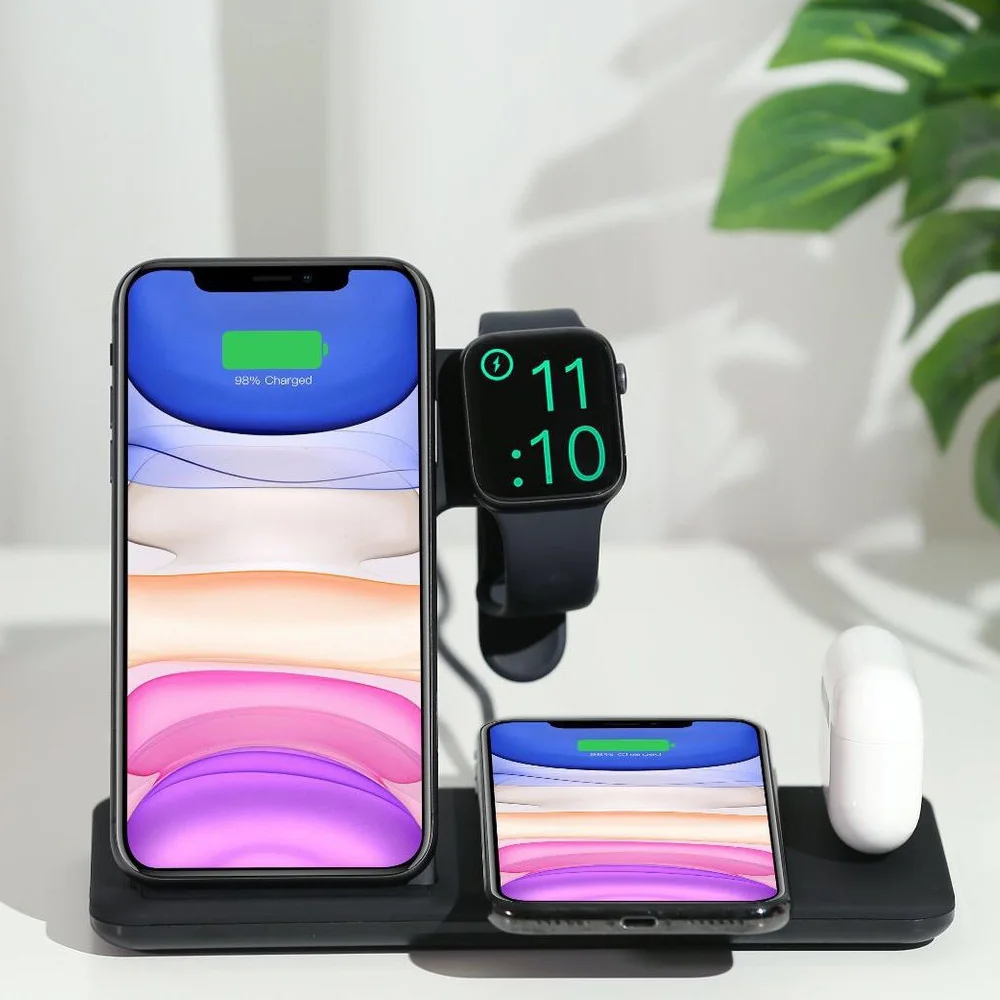 4 в 1 Qi Беспроводное зарядное устройство для iPhone 11 Pro Max XS XR 8 15 Вт usb type C Быстрая