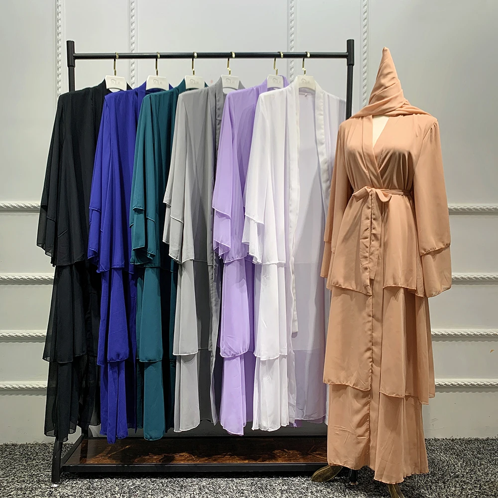 Открытое женское длинное платье, длинное кимоно в арабском и мусульманском стиле