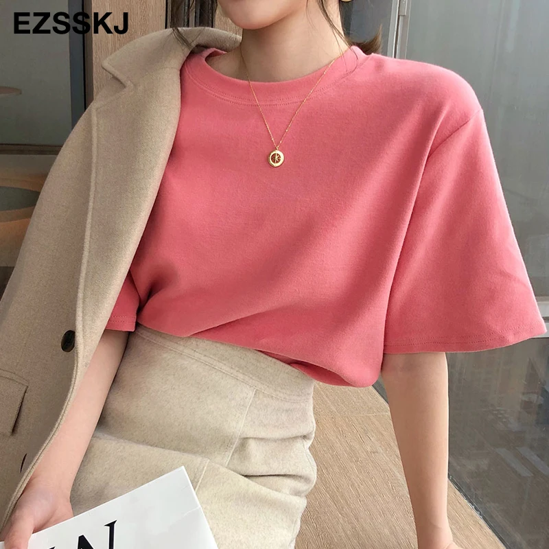 Женская свободная футболка оверсайз повседневная хлопковая с коротким рукавом и