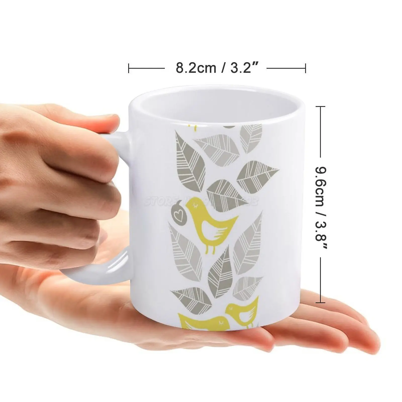 Желтые Птицы Вертикальная иллюстрация белая кружка кофейные кружки подарок для