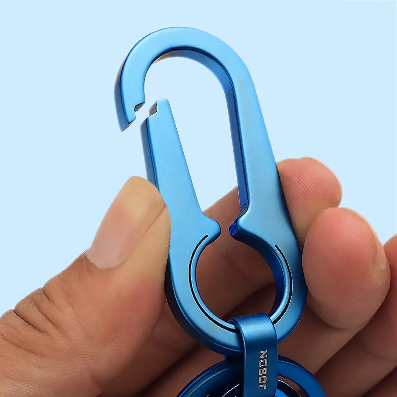 Real Titanium Key Chain Men Carbine for Car Key Ring Holder Super Lightweight Toasted Blue Keychain EDC Luxury Best Xmas Gift