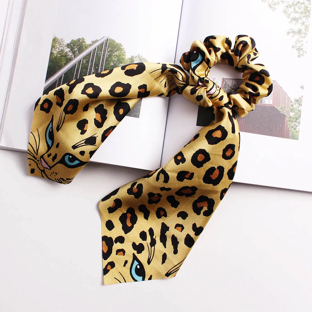 Женская Длинная лента для волос с принтом эластичная повязка леопардовым