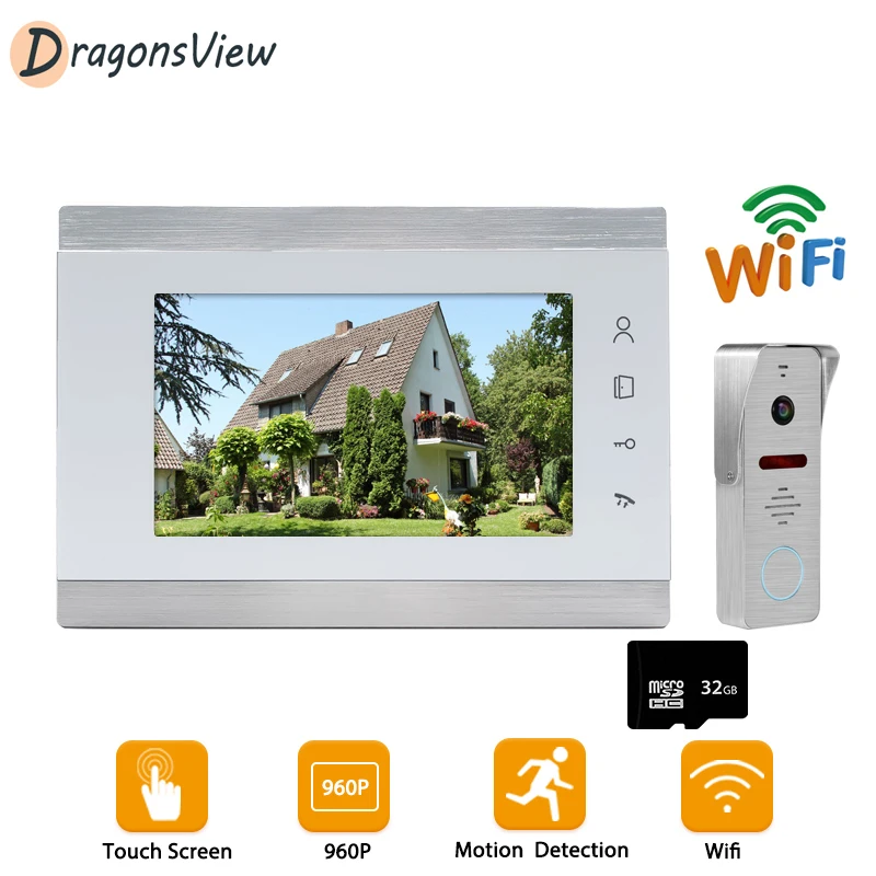 Wifi Intercom 7 Inch Draadloze Smart Video Deurtelefoon Deurbel Camera 960P Motion Record Groothoek 120 ° Toegang unlock