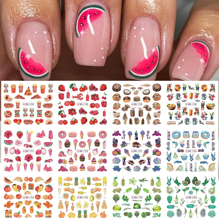 

Fruit Stickers for Nails Kiwi Watermelon Cake Summer Nail Art Decals Water Transfer Sliders Tattoo Wraps Manicure TRBN1789-1800