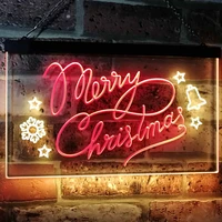 merry christmas santa claus reindeer dual color led neon sign