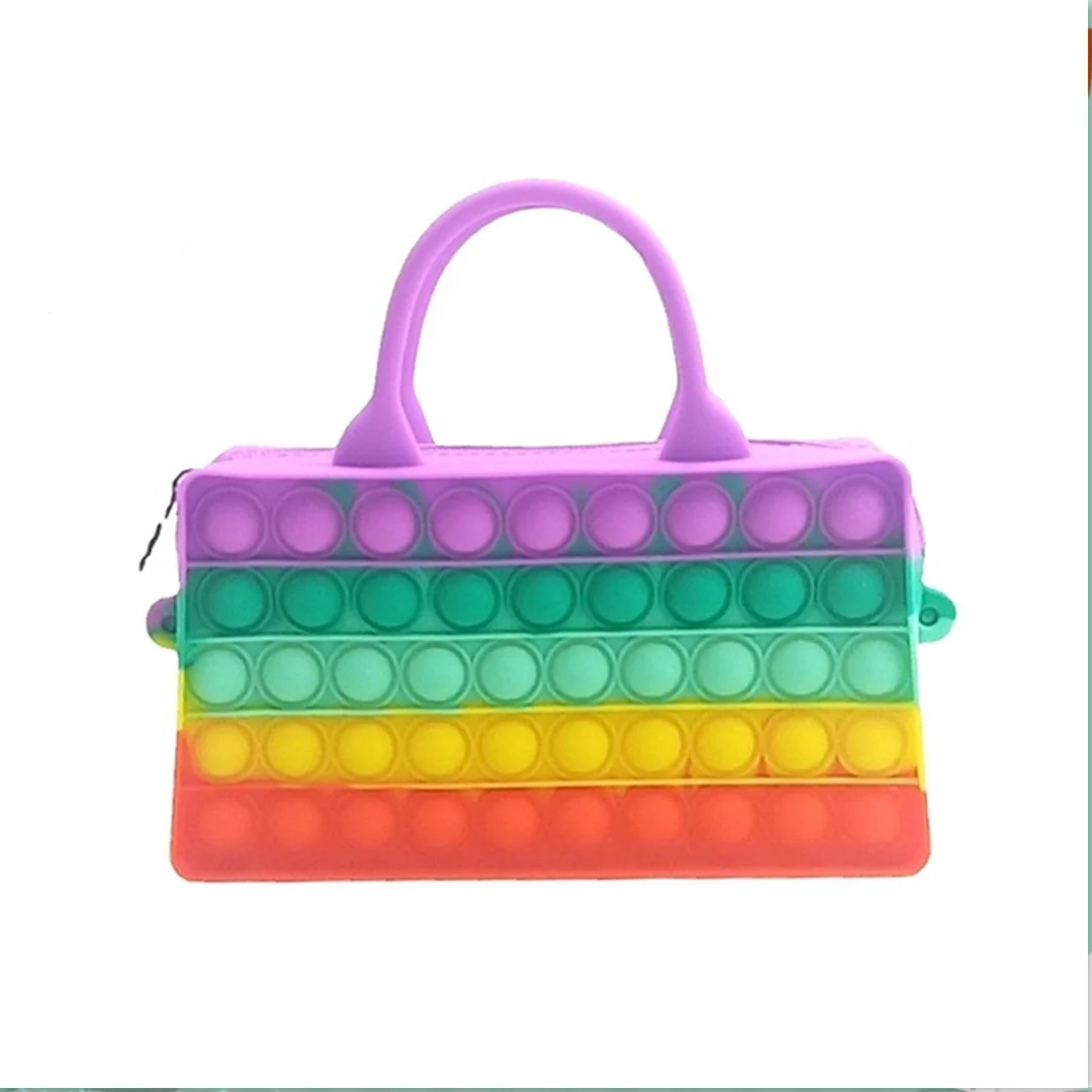 

20cm Handbag Pencil Case Push Bubble Toy Autism Pop Stress Reliever Toys Children Learning Anti-stress Fidget Toys for Kids Gift