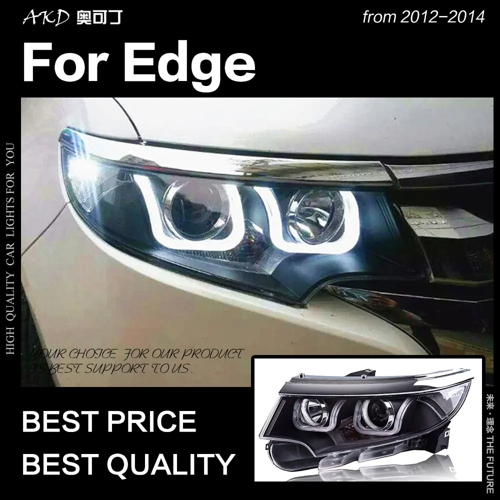 AKD автостайлинг для Ford Edge фары 2012 2014 светодиодный ные DRL Hid передняя лампа Angel Eye Bi